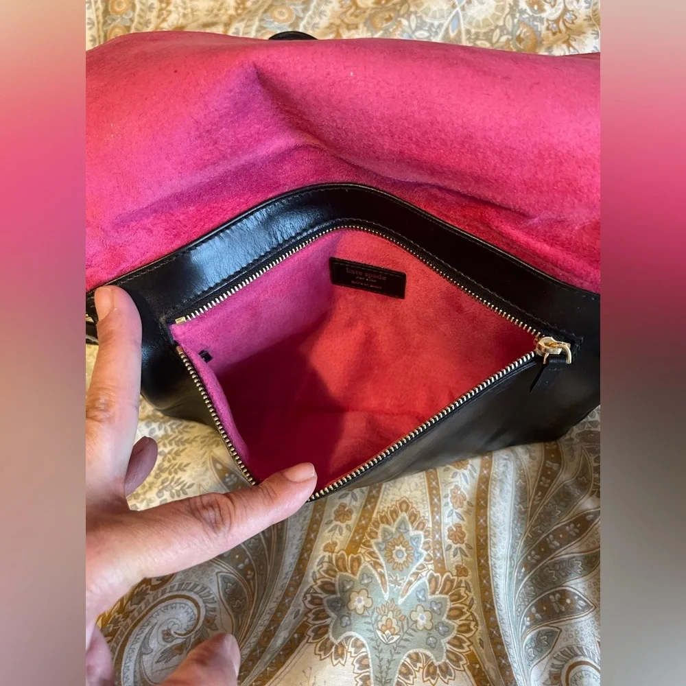 Kate Spade Calf Hair Leather Pink Suede Clutch Handbag - Picture 5 of 7